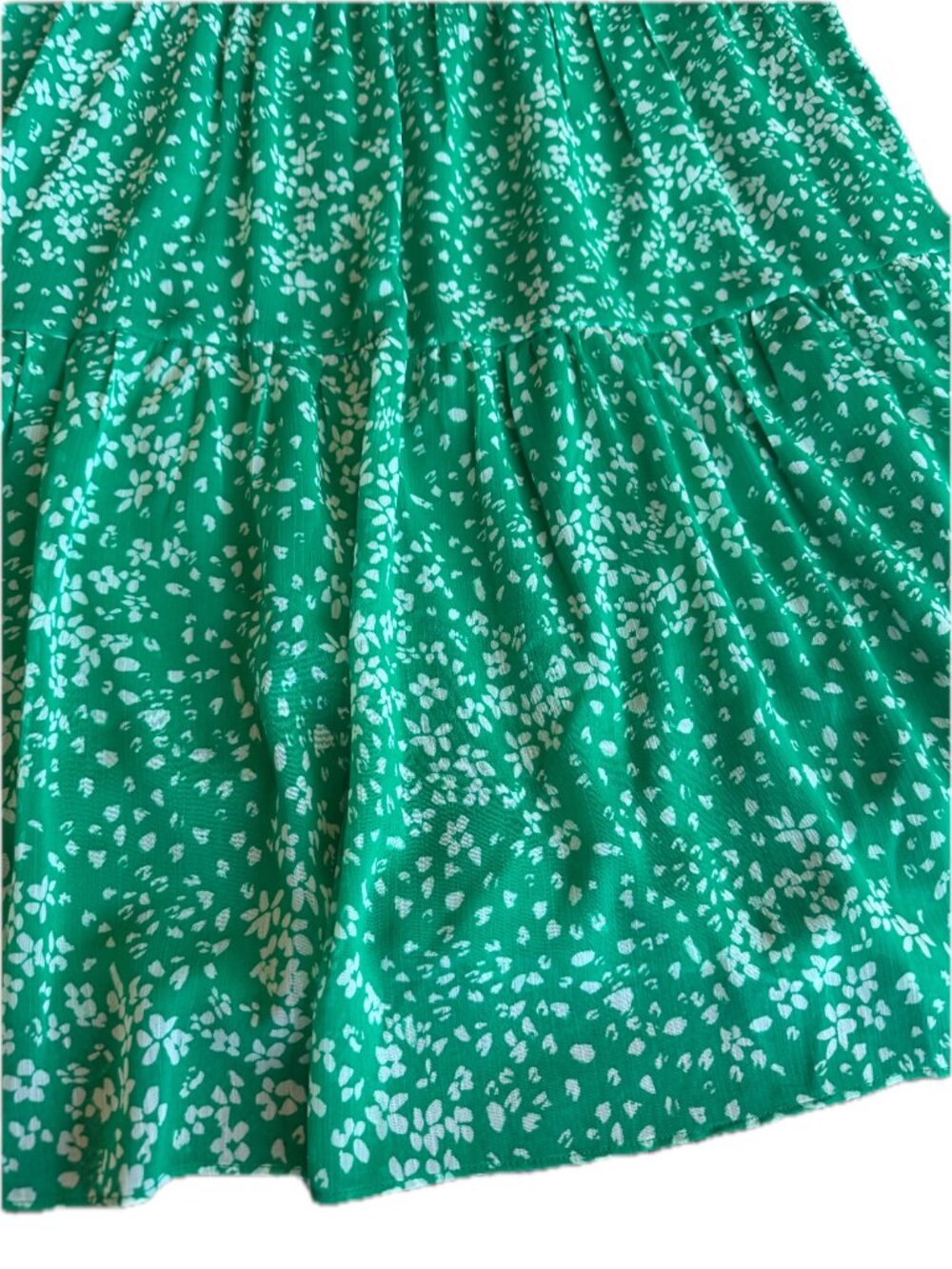 DKNY Green Floral Tiered Dress Ruffle V Neck Flutter Sleeve Size 14 Women's NWT - Picture 12 of 15